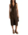 Reiss Chocolate Brown Amelia Lattice-front Midi Dress