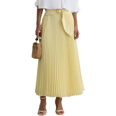 Reiss Amelie Belted Pleated Skirt In Green