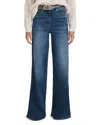 Reiss Womens Mid Blue Ameria Wide-leg Mid-rise Stretch-denim Jeans