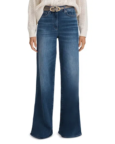 Reiss Womens Mid Blue Ameria Wide-leg Mid-rise Stretch-denim Jeans