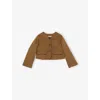 Reiss Camel Wool-blend Cropped Collarless Jacket In Brown