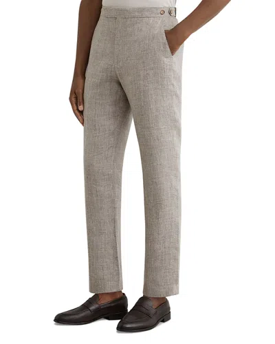 Reiss Amore Linen Tailored Fit Suit Trousers In Animal Print