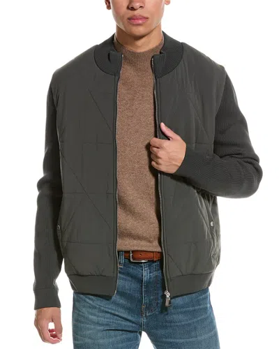 Reiss Amos Hybrid Zip-through Quilted Jacket In Green