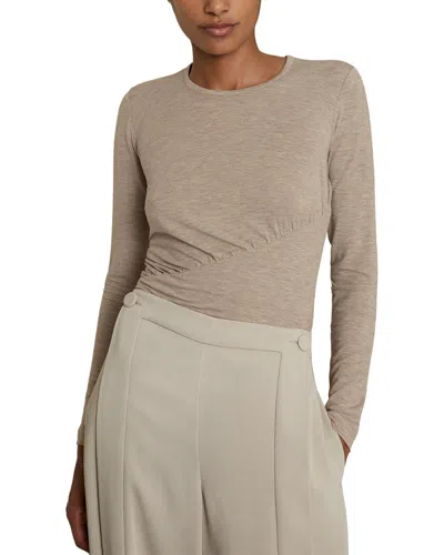 Reiss Ana Asymmetric Seam Wool-blend Top In Neutral