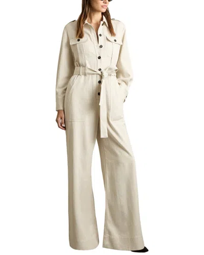 Reiss Anais Linen-blend Utility Jumpsuit In Neutral