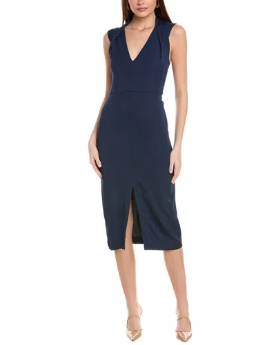 Reiss Andi Shoulder Detail Bodycon Dress In Blue