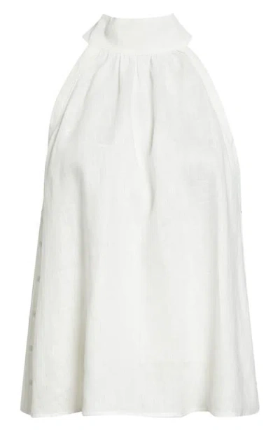 Reiss Andi Sleeveless Linen Mock Neck Top In White