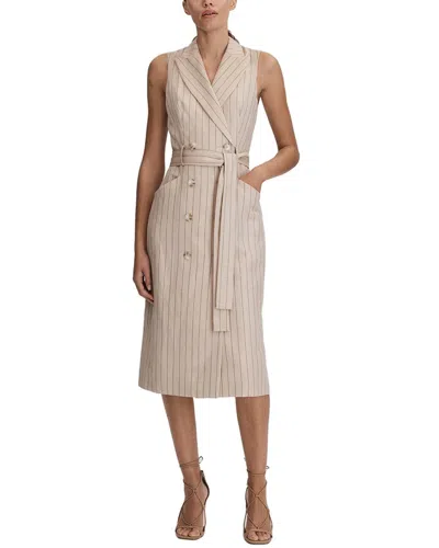 REISS REISS ANDIE WOOL & LINEN-BLEND PINSTRIPE MIDI DRESS