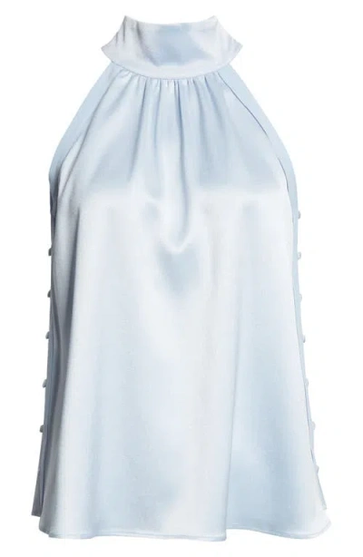 Reiss Andrea Sleeveless Satin Scarf-neck Top In Blue