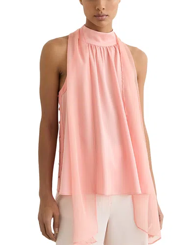 Reiss Womens Pink Andrea Tie-neck Woven Top