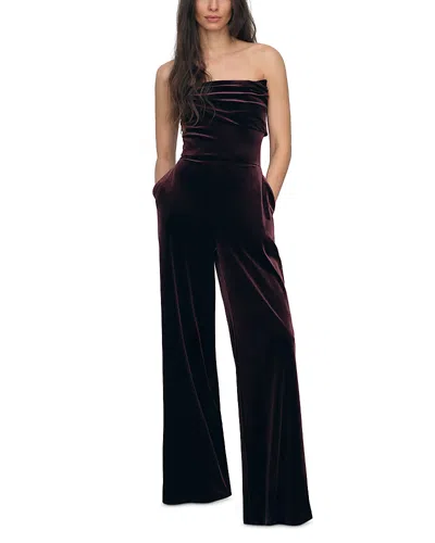 Reiss Andria Strapless Velvet Jumpsuit In Brown