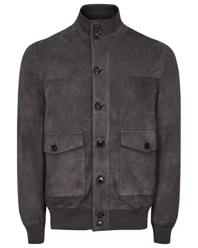 Reiss Angel Suede Funnel Leather Jacket In Gold