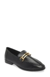 Reiss Womens Black Angela Hardware-embellished Leather Loafers