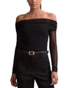 Reiss Angie Mesh Bardot Top In Black