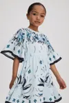 Reiss Ania - Blue Senior Printed Flared Sleeve Dress, Uk 12-13 Yrs