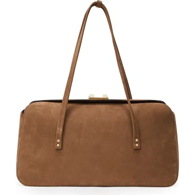 Reiss Anika Leather Bowling Bag In Brown