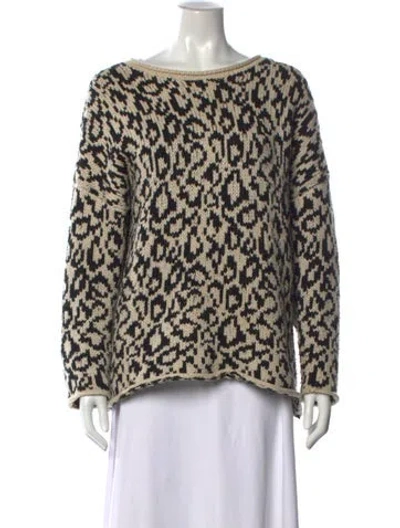 Pre-owned Reiss Animal Print Crew Neck Sweater In Neutrals