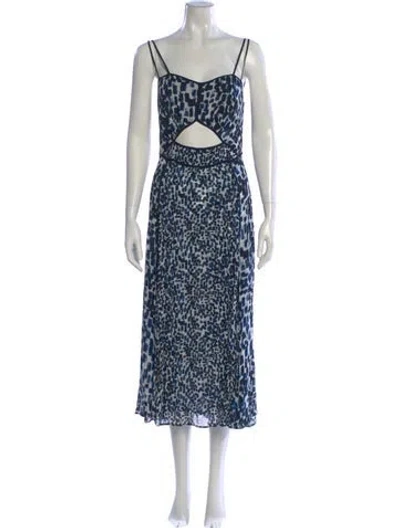 Pre-owned Reiss Animal Print Knee-length Dress In Blue
