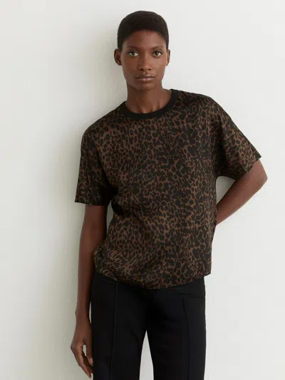 Reiss Animal Print Lena Silk Short-sleeve Top