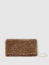 Reiss Animal Print Leopard-print Crystal Shoulder Bag In Brown