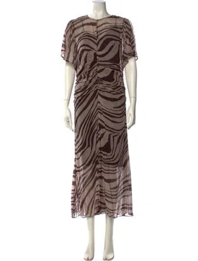 Pre-owned Reiss Animal Print Long Dress In Multi