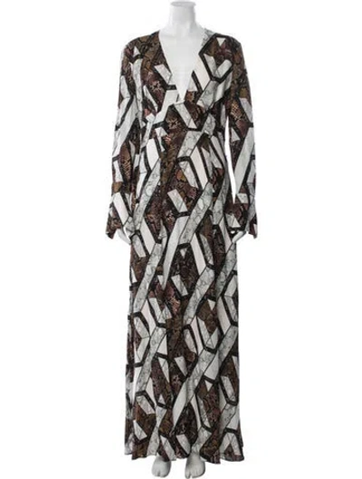 Pre-owned Reiss Animal Print Long Dress In Multi
