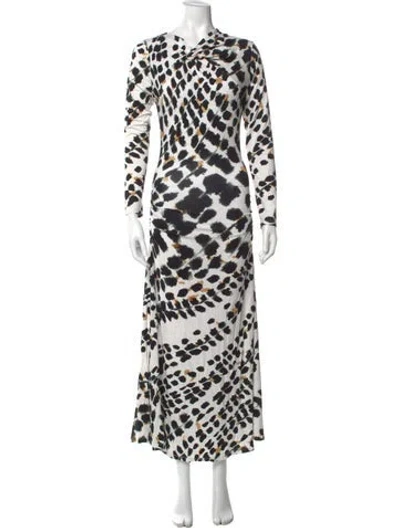 Pre-owned Reiss Animal Print Long Dress W/ Tags In Black
