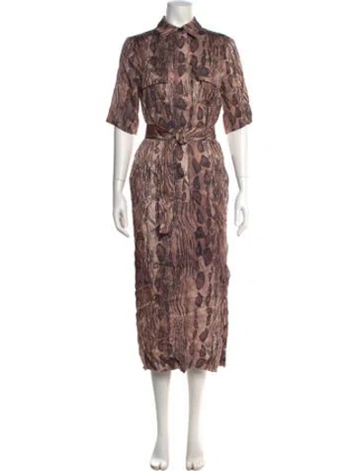 Pre-owned Reiss Animal Print Long Dress W/ Tags In Multi
