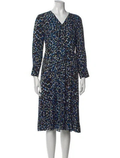 Pre-owned Reiss Animal Print Midi Length Dress In Black