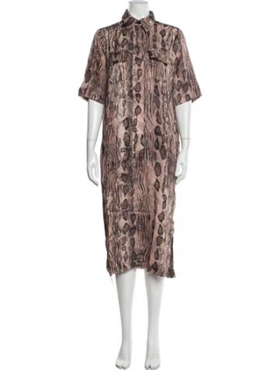 Pre-owned Reiss Animal Print Midi Length Dress In Multicolor