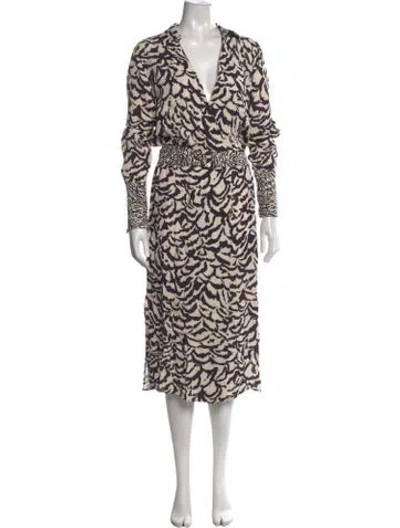 Pre-owned Reiss Animal Print Midi Length Dress In Neutrals