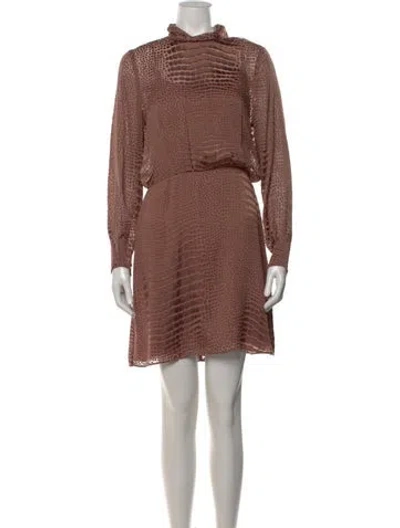 Pre-owned Reiss Animal Print Mini Dress In Brown