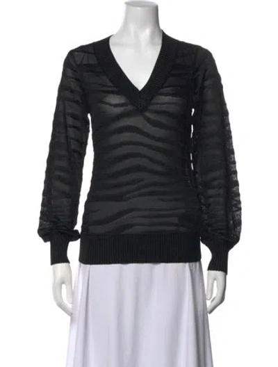 Pre-owned Reiss Animal Print V-neck Sweater W/ Tags In Black