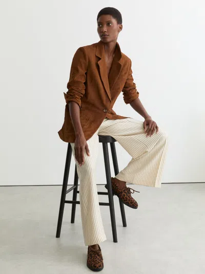 Reiss Animal Suede Flat Boat Shoes In Animal Print