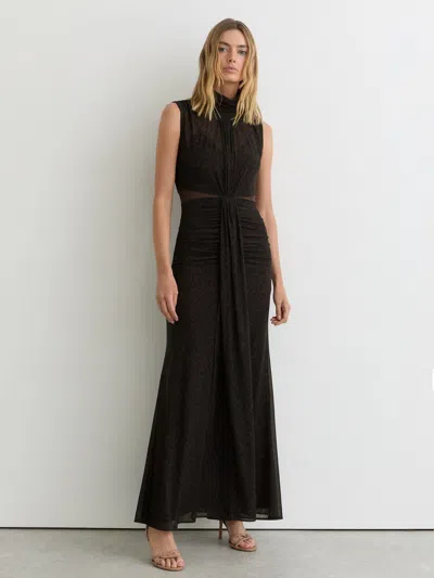 Reiss Animal-print Daniella Sheer Ruched Maxi Dress In Black