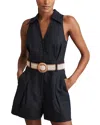 Reiss Anjie Linen Playsuit In Navy