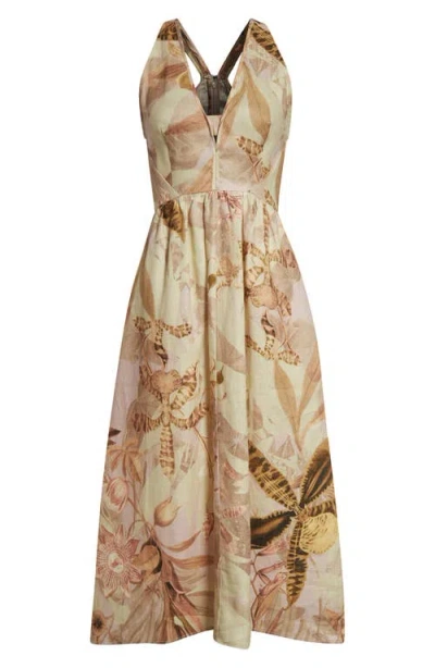 Reiss Nybg Anna Fit & Flare Linen Halter Dress In Neutral