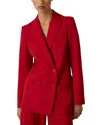 Reiss Red Petite Wool Blend Double Breasted Tux Blazer In Red