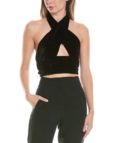 Reiss Anna Velvet Halter Top In Black