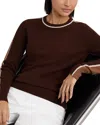 Reiss Womens Burgundy Tan Anne Crewneck Colour-block Wool And Cashmere-blend Jumper In Multi