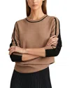 Reiss Womens Mink/black Annie Colour-block Slim-fit Wool And Cashmere-blend Jumper Xs In Brown