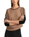 Reiss Womens Mink/black Annie Colour-block Slim-fit Wool And Cashmere-blend Jumper Xs In Mink/black