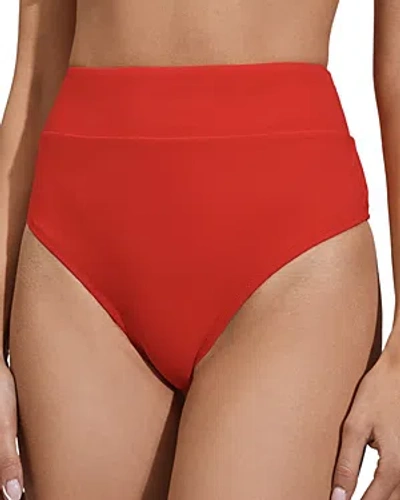 Reiss Annie High Waisted Bikini Bottom In Red