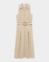 Reiss Womens Annie Belted Sleeveless Linen Midi Dress Neutral In Neutral