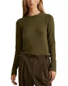 Reiss Khaki Wool Blend Crew Neck Jumper With Cashmere In Khaki