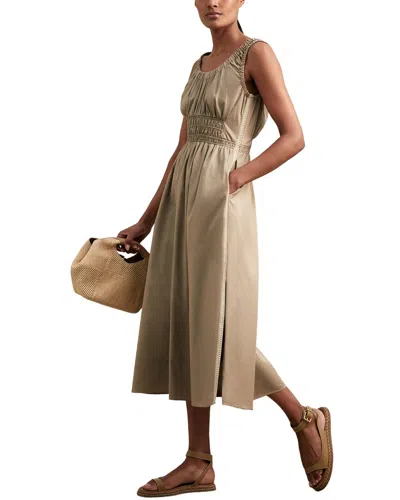 Reiss Anouk Craft Ruched Woven Dress In Gray