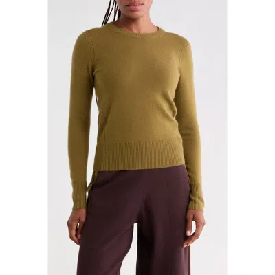 Reiss Anya Crewneck Wool Blend Sweater In Khaki Green