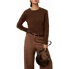 Reiss Anya Pointelle Accent Crewneck Sweater In Brown