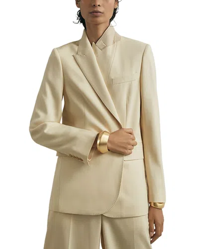 Reiss Anya Silk & Wool Blazer In Neutral