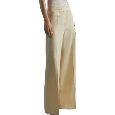 Reiss Anya Wide Leg Silk & Wool Pants In Gray